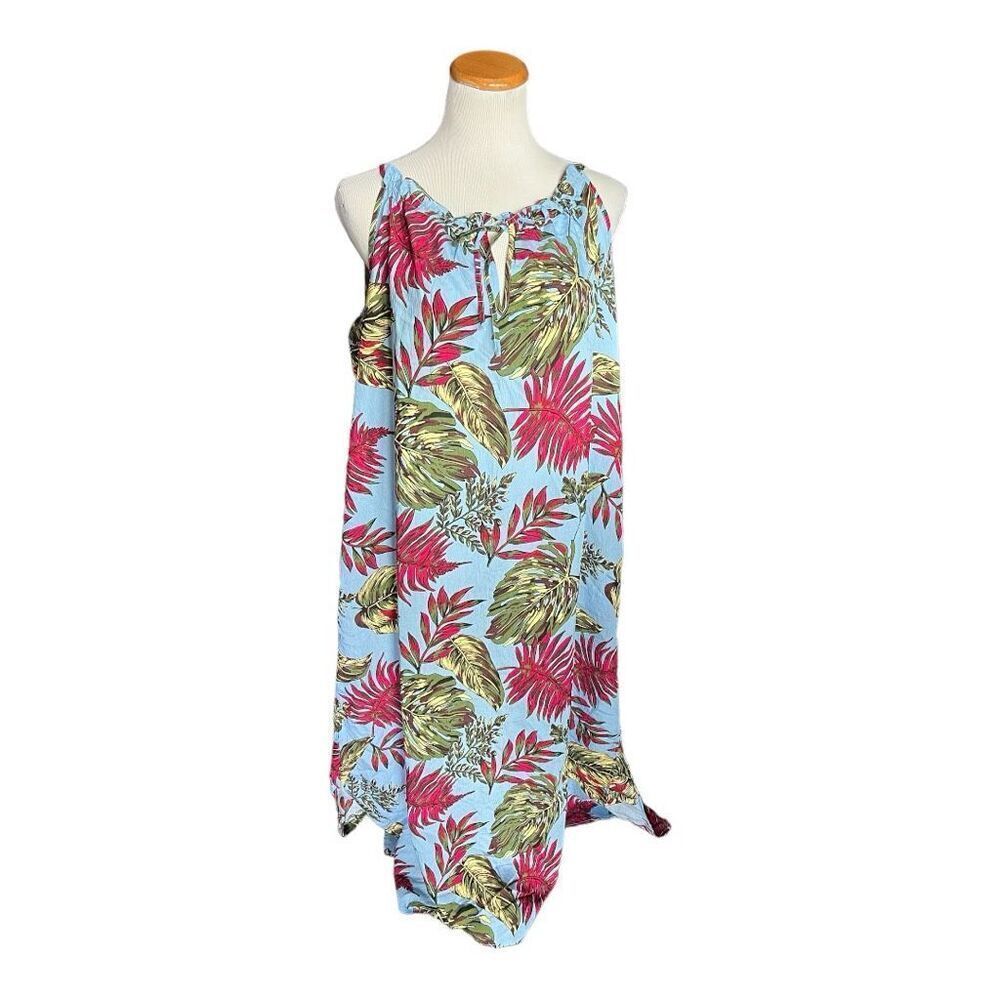 NWT Womens Yumiday High Neck Tropical Palm Flowy Airy Dress Maxi Dress  - Sz XL
